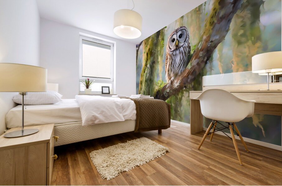 Barred Owl and Spanish Moss Mural print