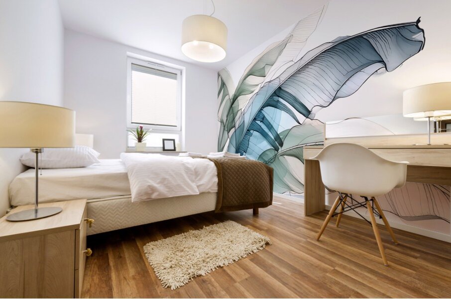 Banana Leaves Ink Wash III Mural print