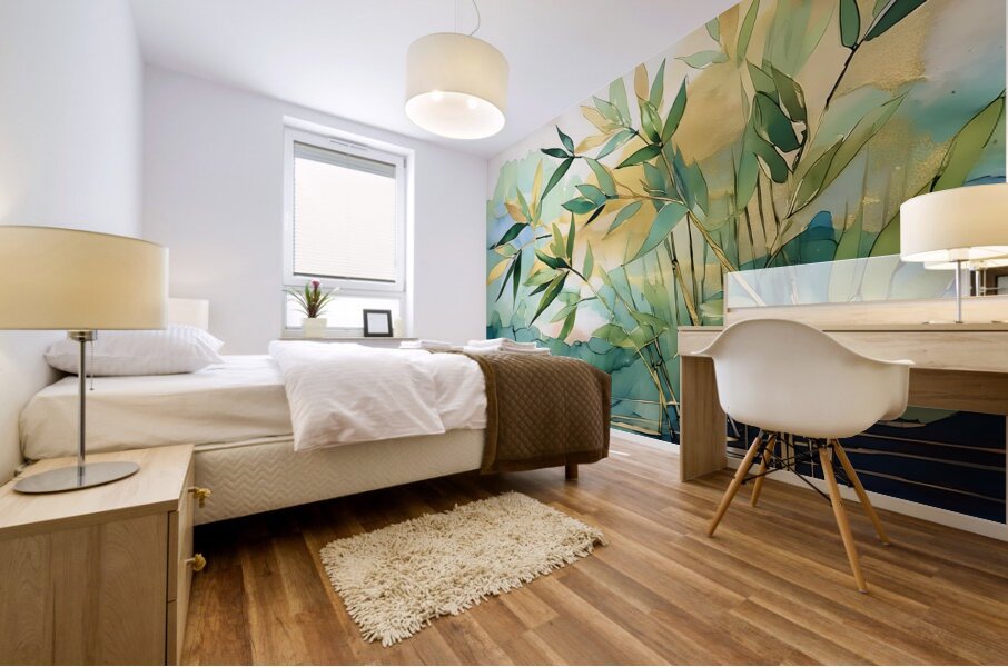 Bamboo Leaves in Water Mural print