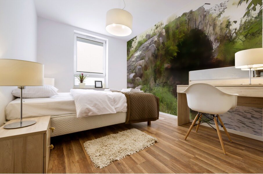 Cobblestone Arched Foot Bridge Mural print