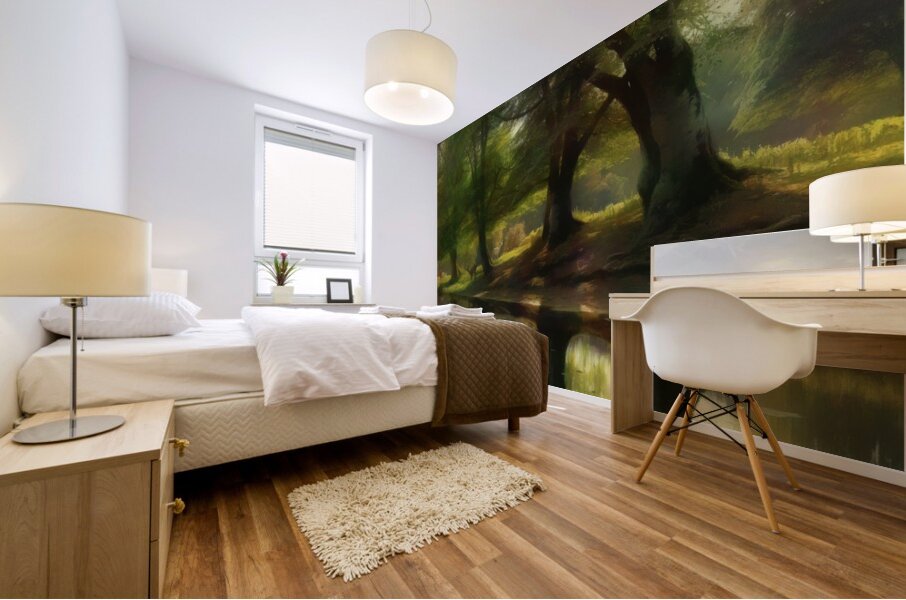 Deer Under The Trees Mural print