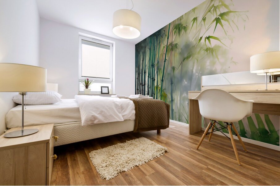 Bamboo Trees in the Fog Mural print