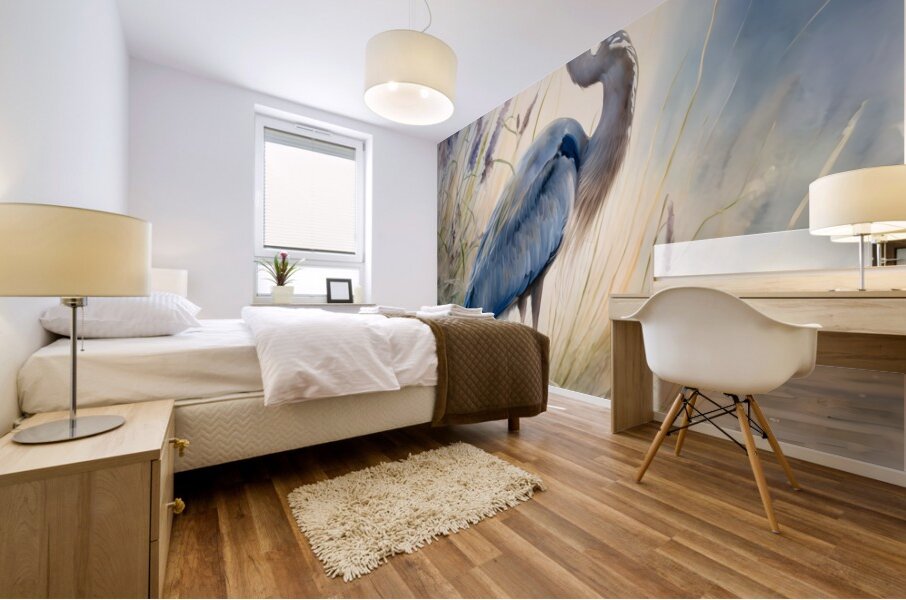 Blue Heron In The Seagrasses Mural print