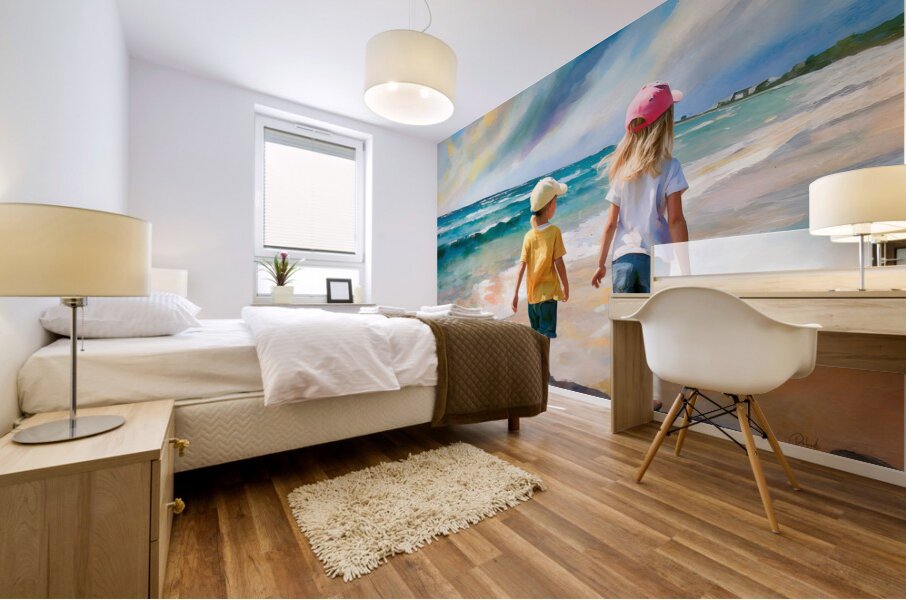 Sisters on the Beach Mural print