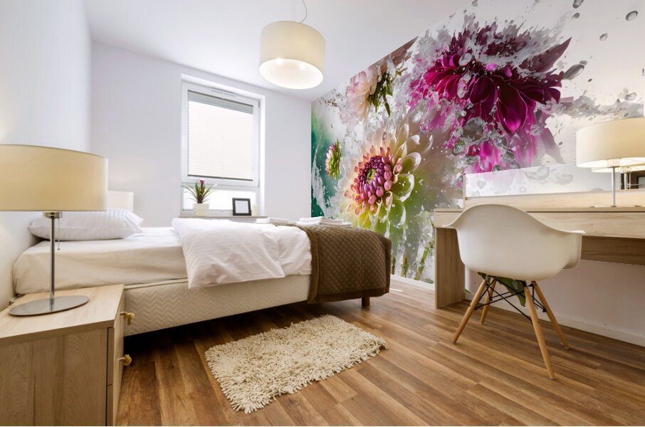 A Splash of Dahlias Mural print