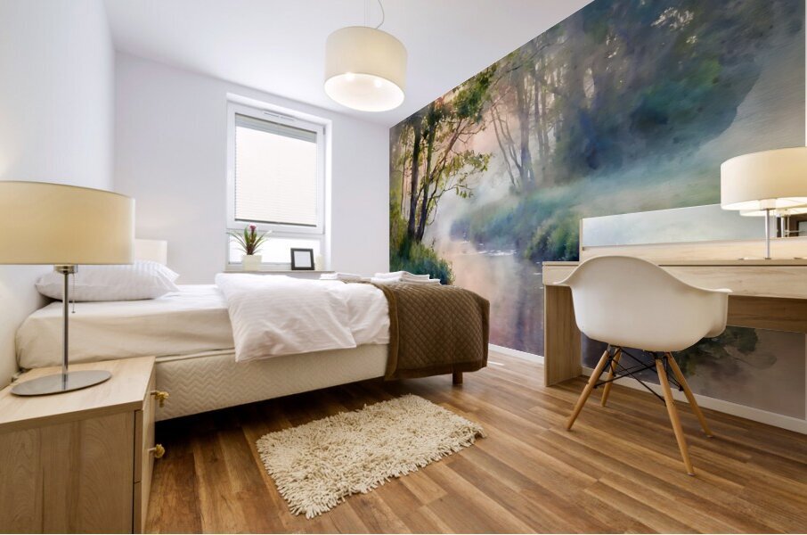 Foggy Sunrise Reflections Mural print