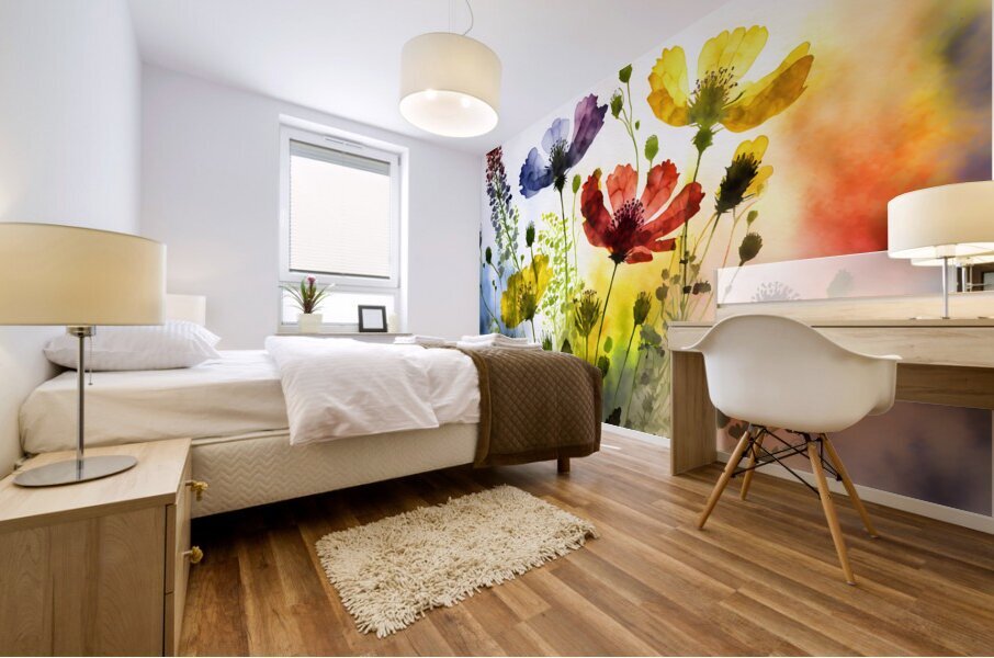Wildflowers In Watercolor Mural print