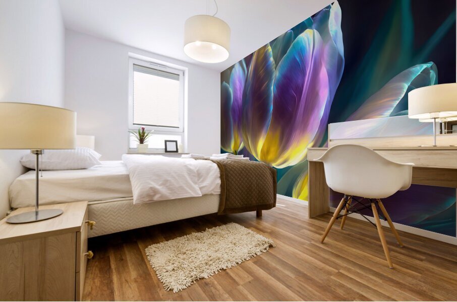 Golden Lit Tulips Mural print