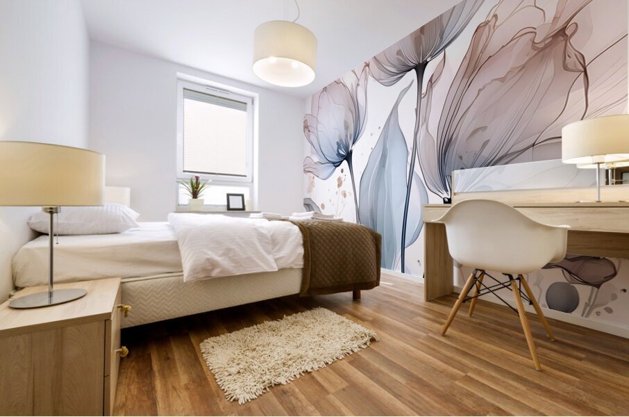 Tulips Ink Wash Mural print