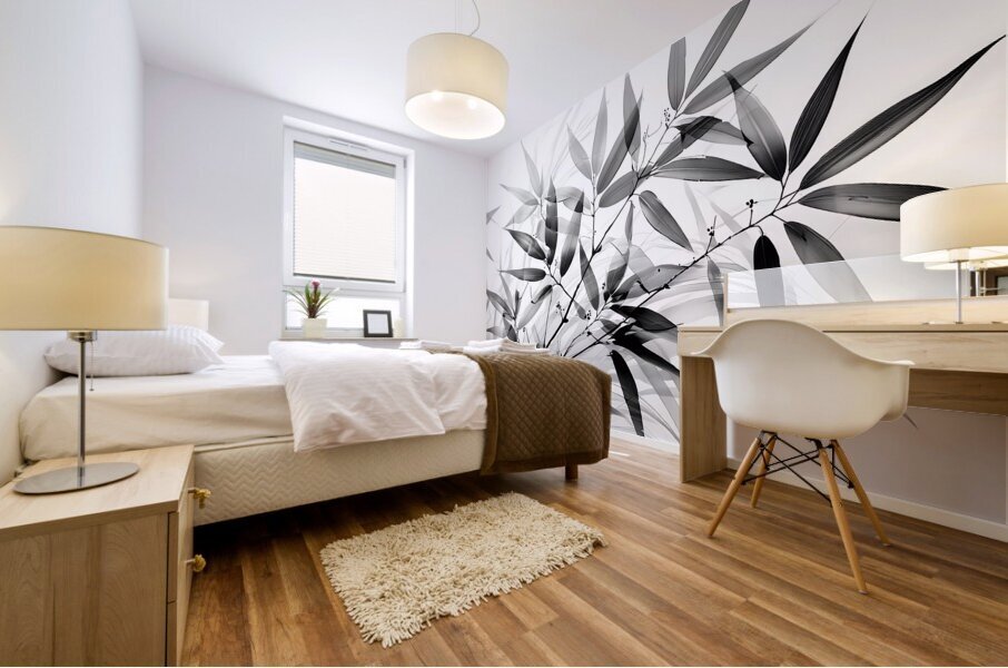 Black and White Bamboo Mural print