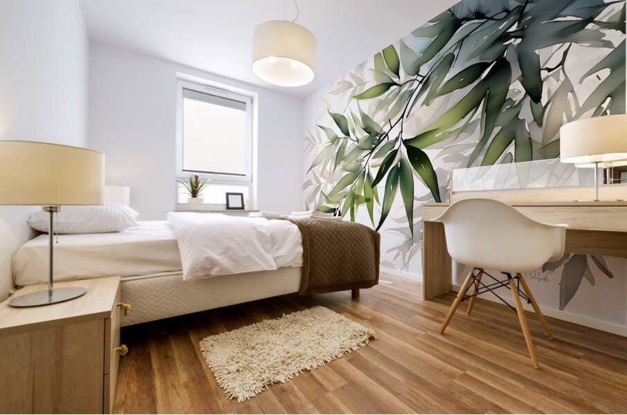 Bamboo Leaves Watercolor Mural print