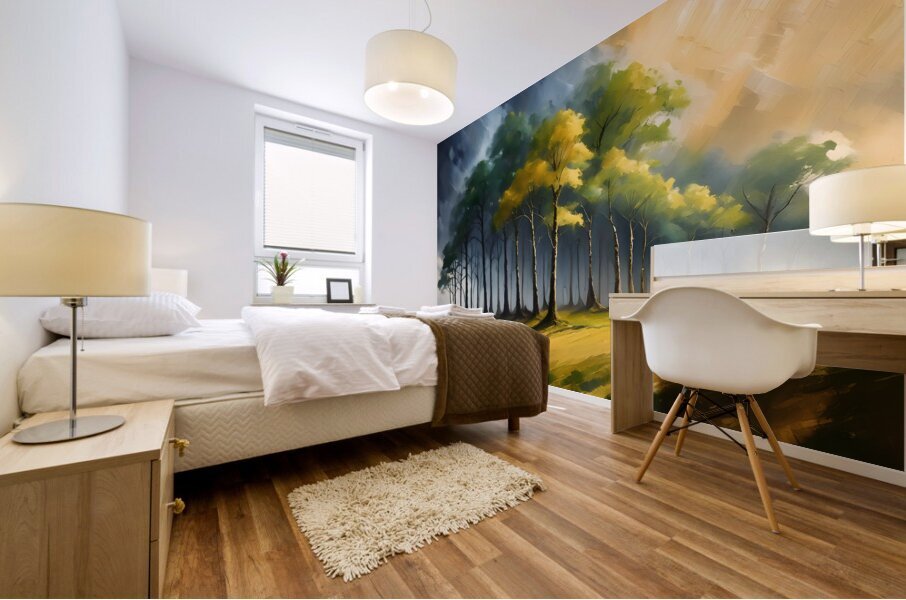 The Light Over The Tree Copse Mural print