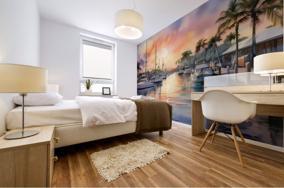 Sunset Along The Canal Mural print