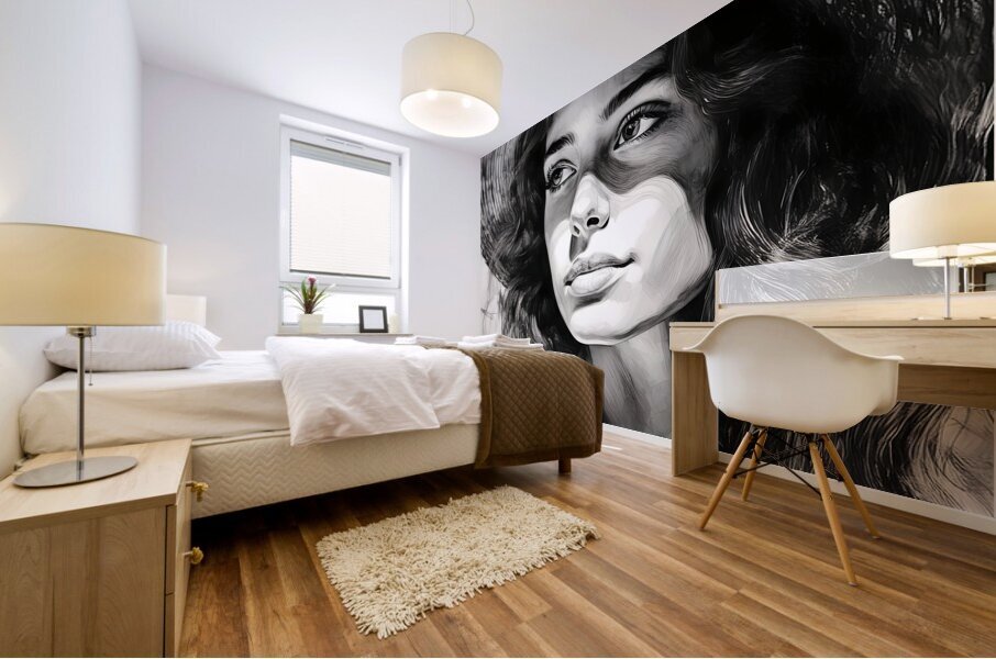 A Womans Casual Glance Mural print