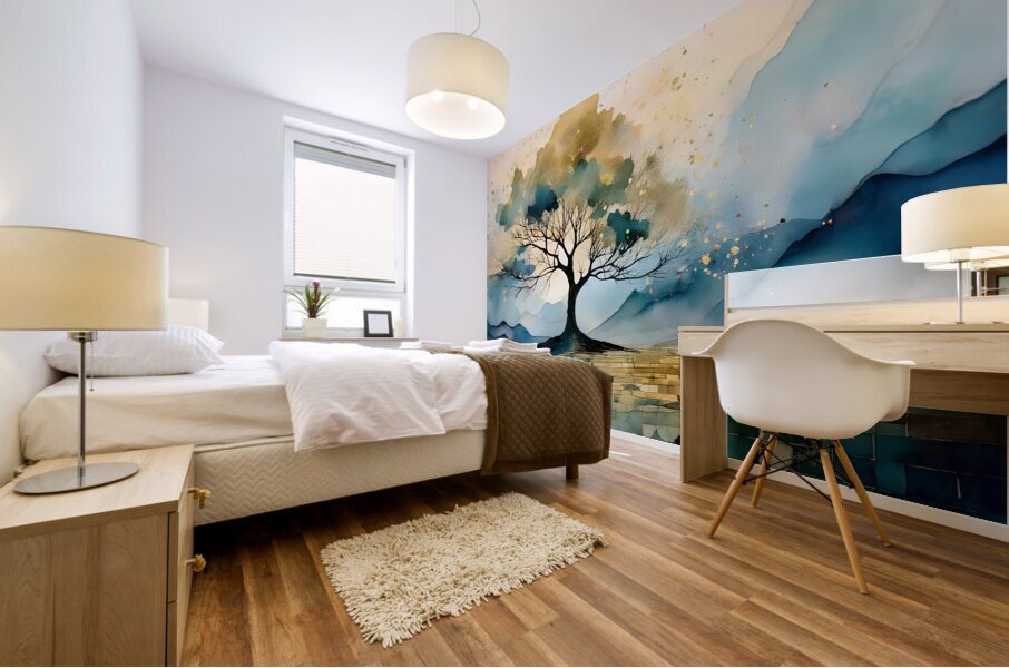 Golden Tree Mosiac Mural print