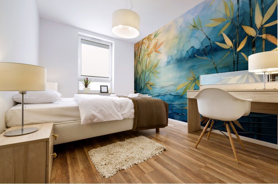 Mosiac Bamboo and Water Mural print