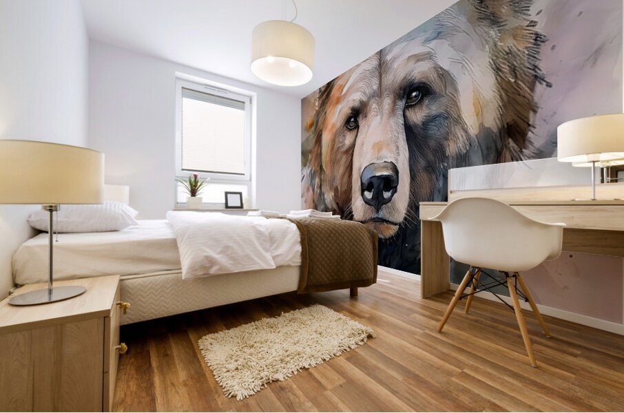 Brown Bear Inkwash Mural print