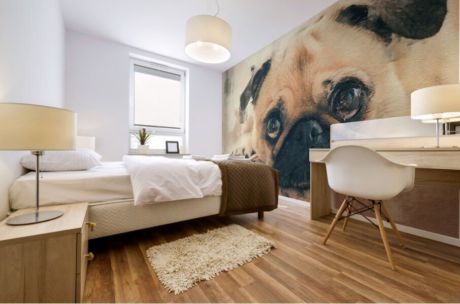 Pug Puppy Portrait Mural print