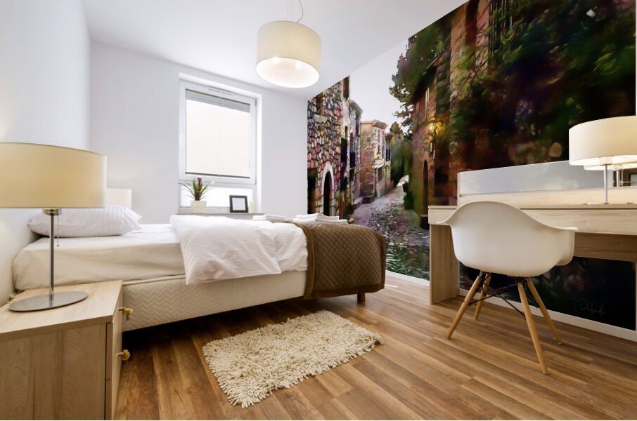 Tuscany Cobblestone Streets and Homes Mural print