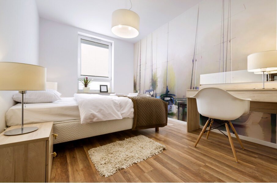 Foggy Marina Morning Mural print