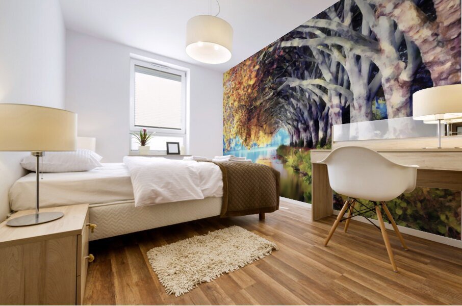 Birch Leaf Reflections Mural print