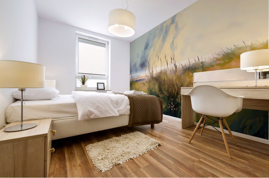 Beach Grasses Watercolor Mural print