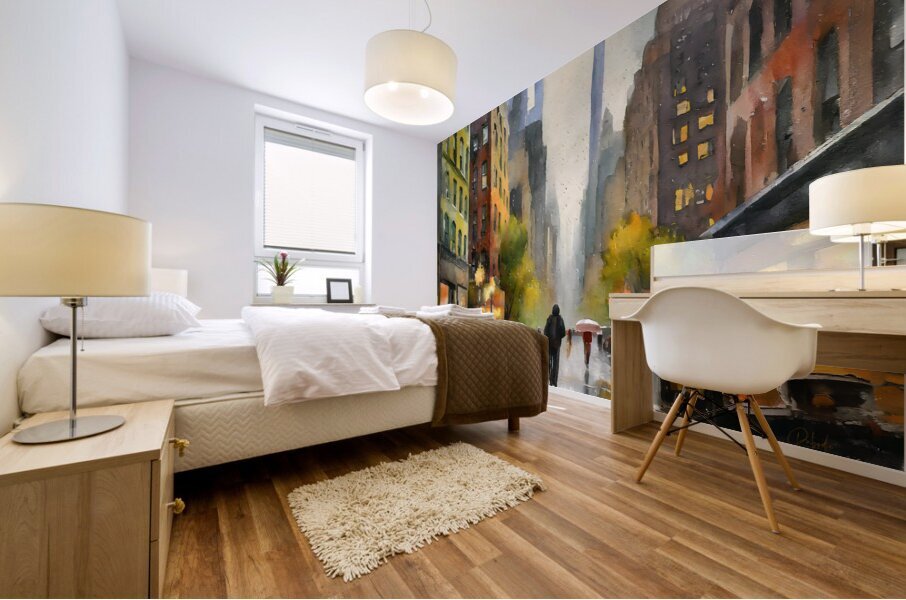 Rainy Day in Manhattan Mural print