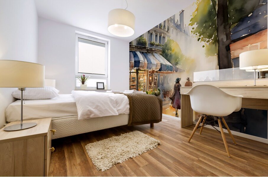 Street Shops in Paris Mural print