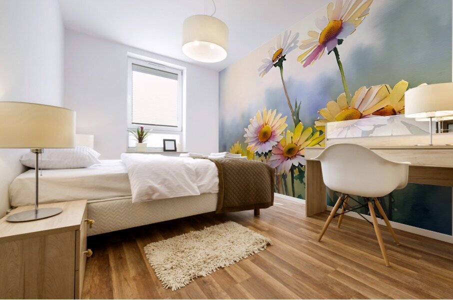 Barberton Daisies Watercolor Mural print