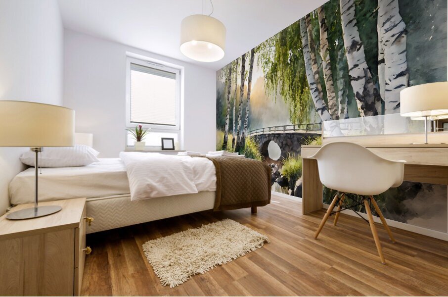 Birch Glen Stone Bridge Mural print