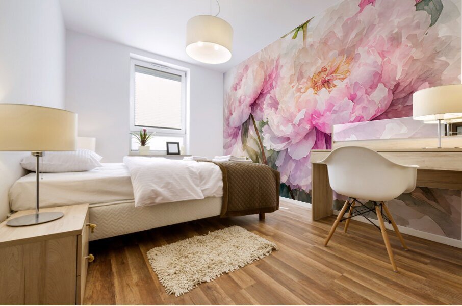 Peonies Watercolor Mural print