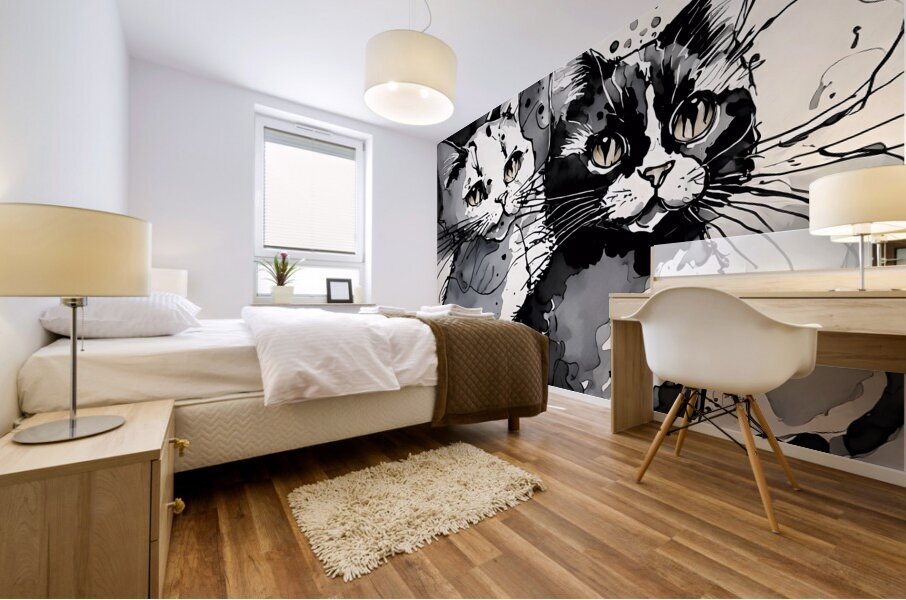 Two Fine Felines Mural print