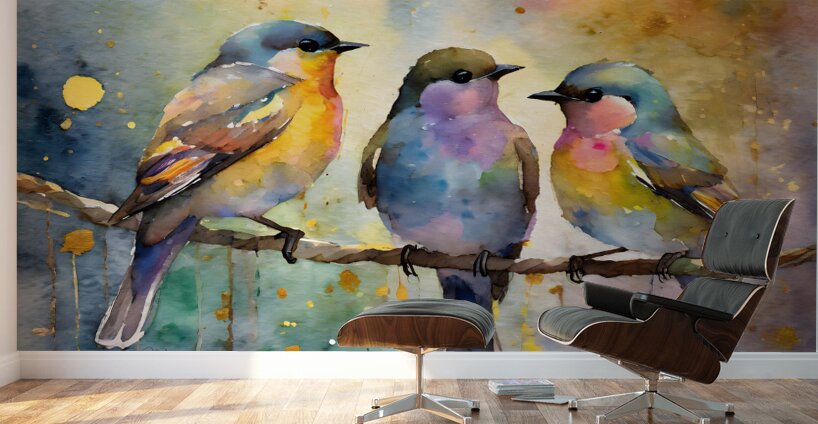 Birds In The Golden Hour Wall Murals