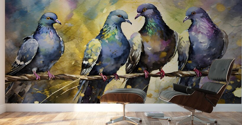 Pigeon Party Wall Murals