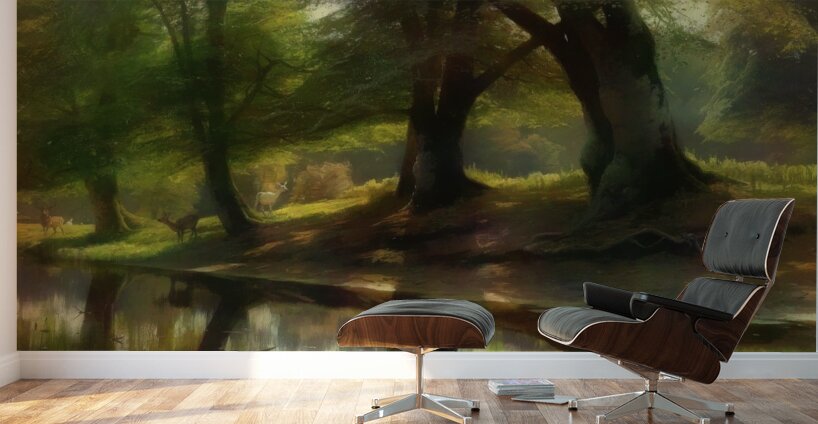Deer Under The Trees Wall Murals