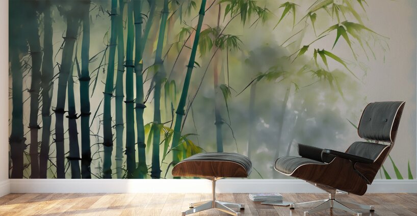 Bamboo Trees in the Fog Wall Murals