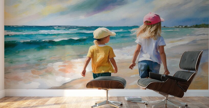 Sisters on the Beach Wall Murals