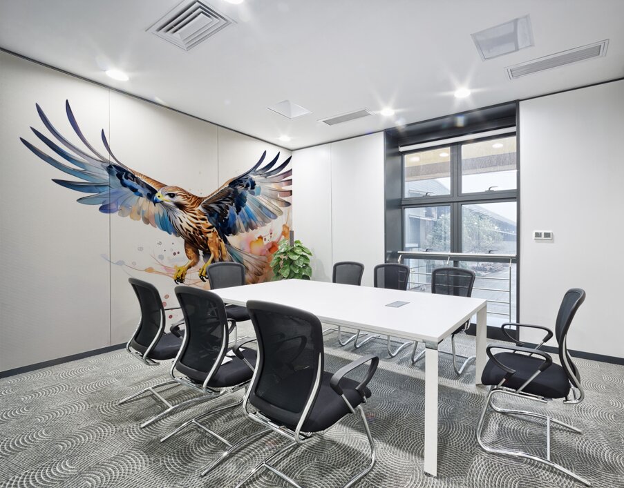 Hawk In Flight Ink Wash Wall Printing