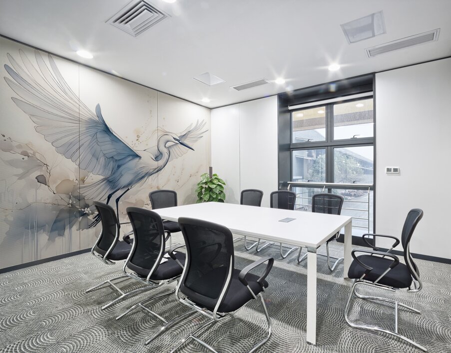 Egret In Flight Ink Wash Wall Printing