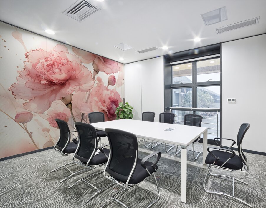 Carnations Ink Wash Wall Printing