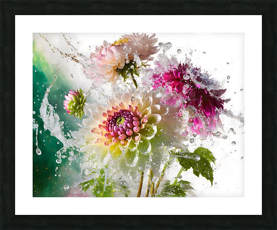 A Splash of Dahlias Picture Frame print