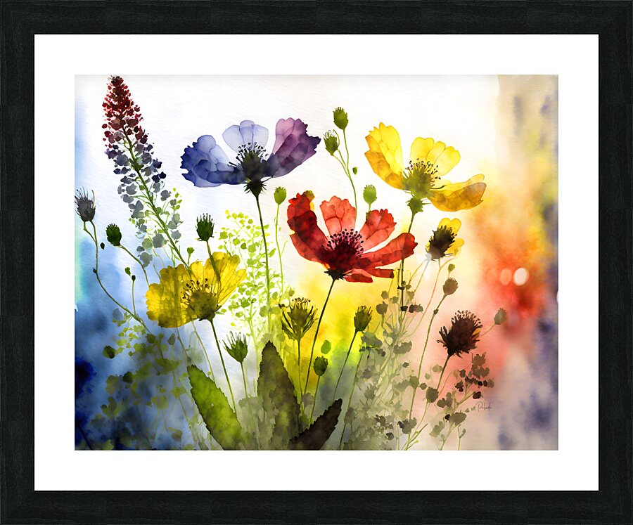 Wildflowers In Watercolor Picture Frame print