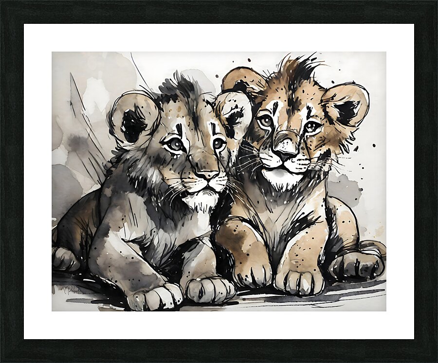 Little Lion Cubs Picture Frame print