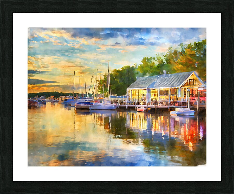 Riverside Dining in Vermilion Picture Frame print