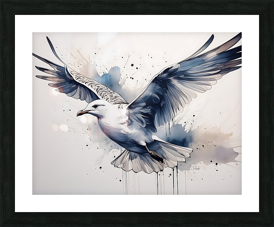 Sea Gull Ink Wash  Framed Print Print