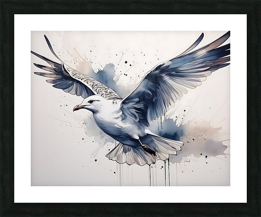 Sea Gull Ink Wash Picture Frame print