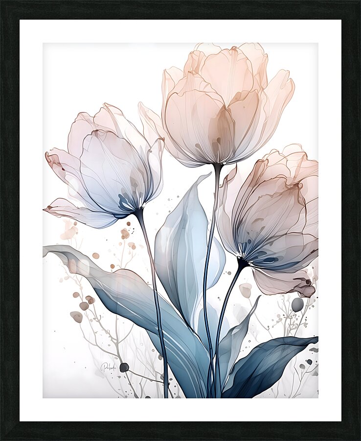 Tulips Ink Wash Picture Frame print
