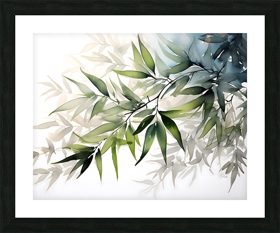 Bamboo Leaves Watercolor Picture Frame print