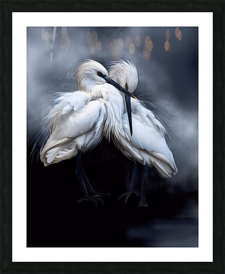 Sleepy Young Egrets Picture Frame print