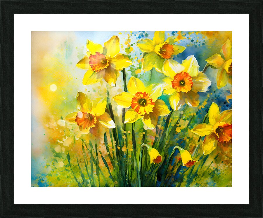 Bright Daffodills Picture Frame print